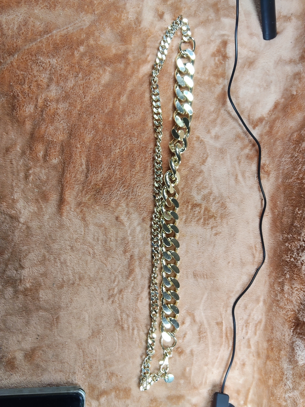 Express Gold-Tone Double Chain Curb Belt